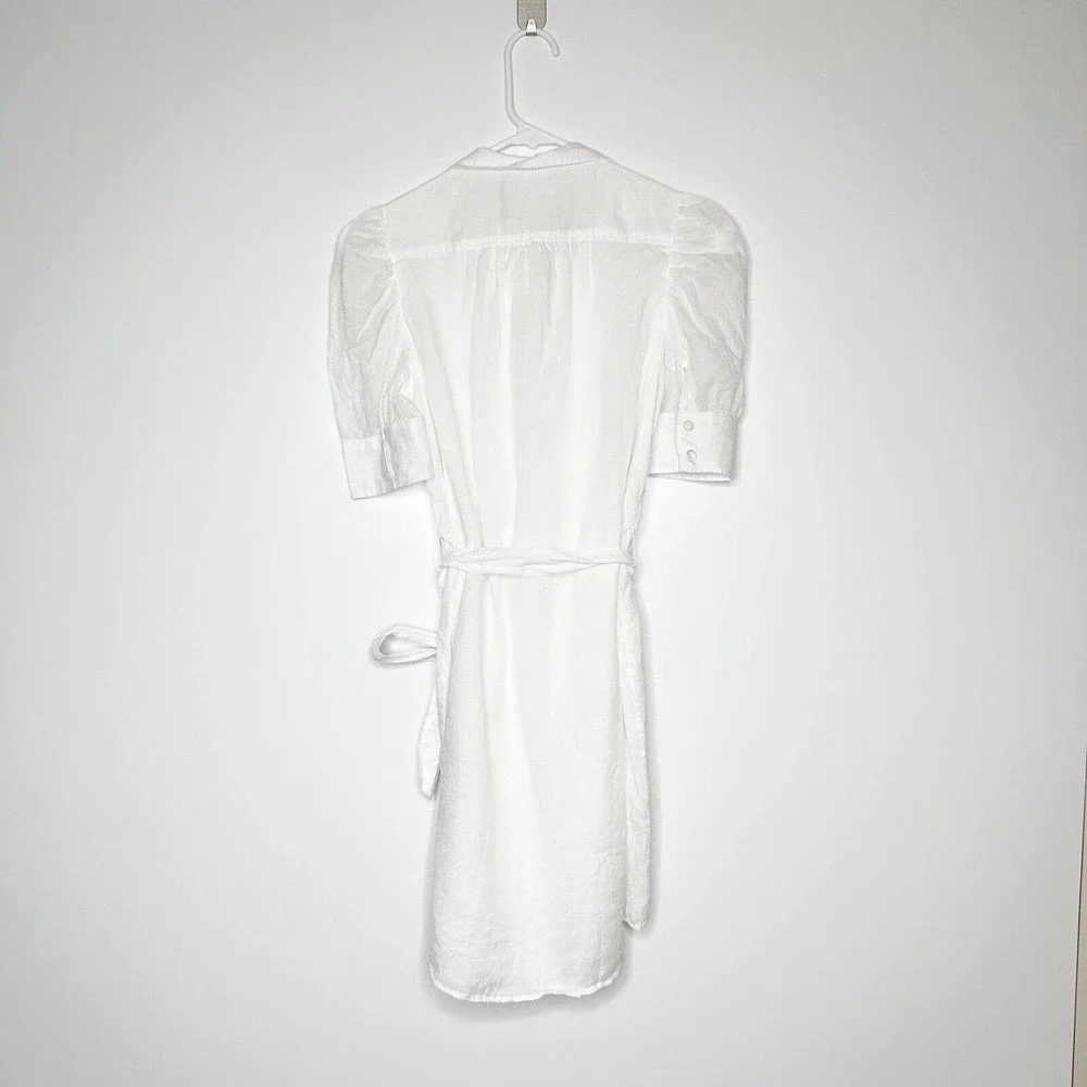 NWT FRAME Gillian Puff Sleeve Cotton Shirtdress Women's White Blanc Size XS $398 - Picture 4 of 6